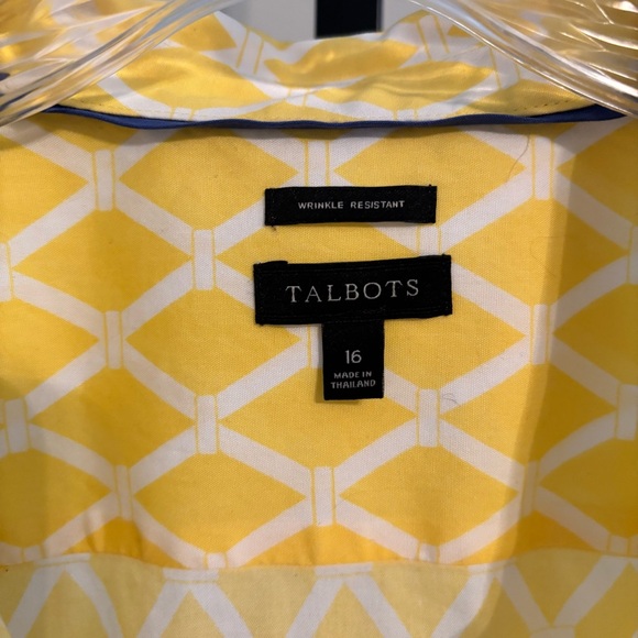 Talbots Casual Yellow and White Button Down Shirt - Picture 3 of 9